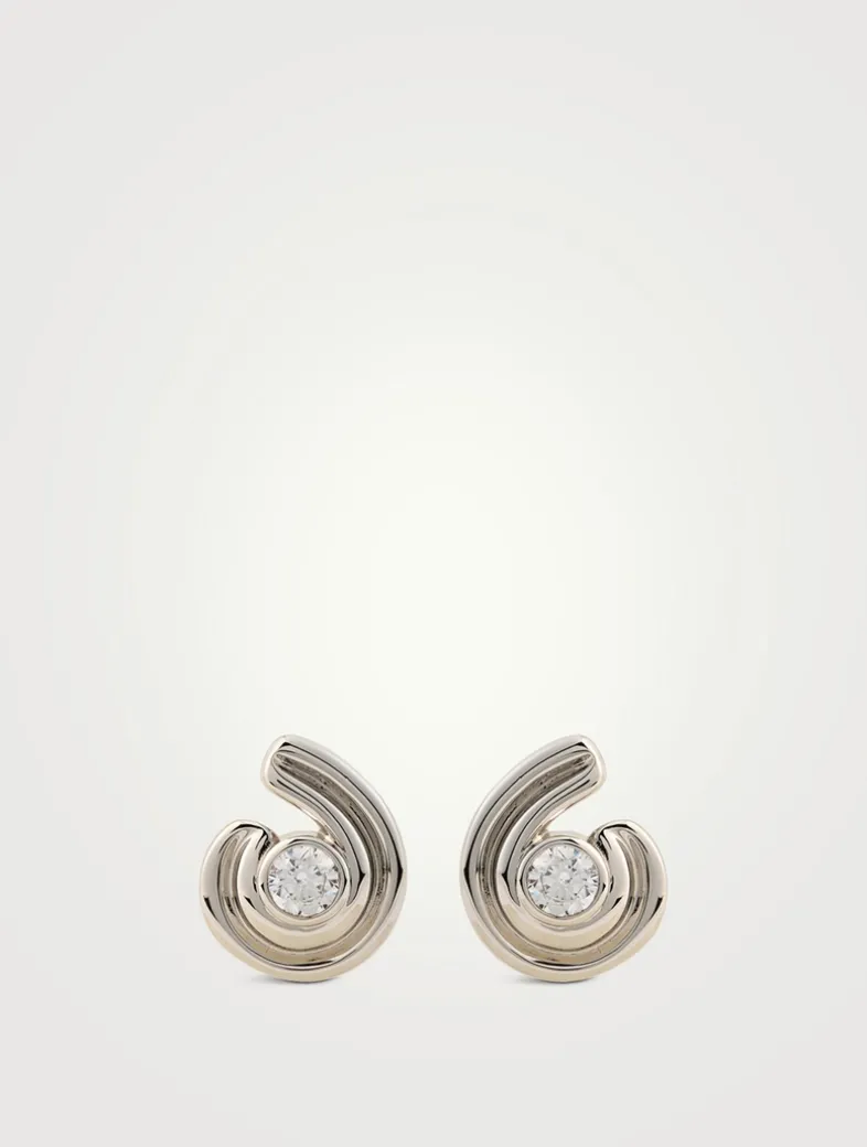 Night Swim Wave Bezel Twist Stud Earrings