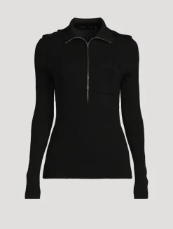 Norah Rib-Knit Half-Zip Sweater