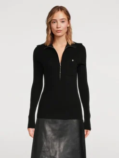 Norah Rib-Knit Half-Zip Sweater