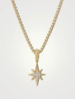 North Star Amulet In 18k Yellow Gold With Pavé Diamonds