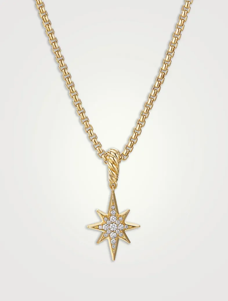 North Star Amulet In 18k Yellow Gold With Pavé Diamonds
