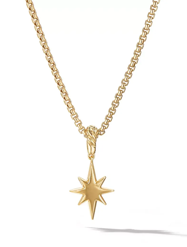 North Star Amulet In 18k Yellow Gold With Pavé Diamonds