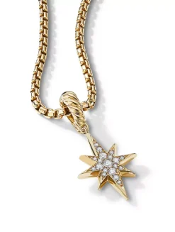 North Star Amulet In 18k Yellow Gold With Pavé Diamonds