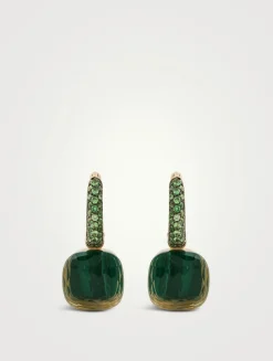 Nudo Earrings With Prasiolite, Malachite And Tsavorite