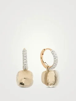 Nudo Earrings With White Topaz And Diamonds