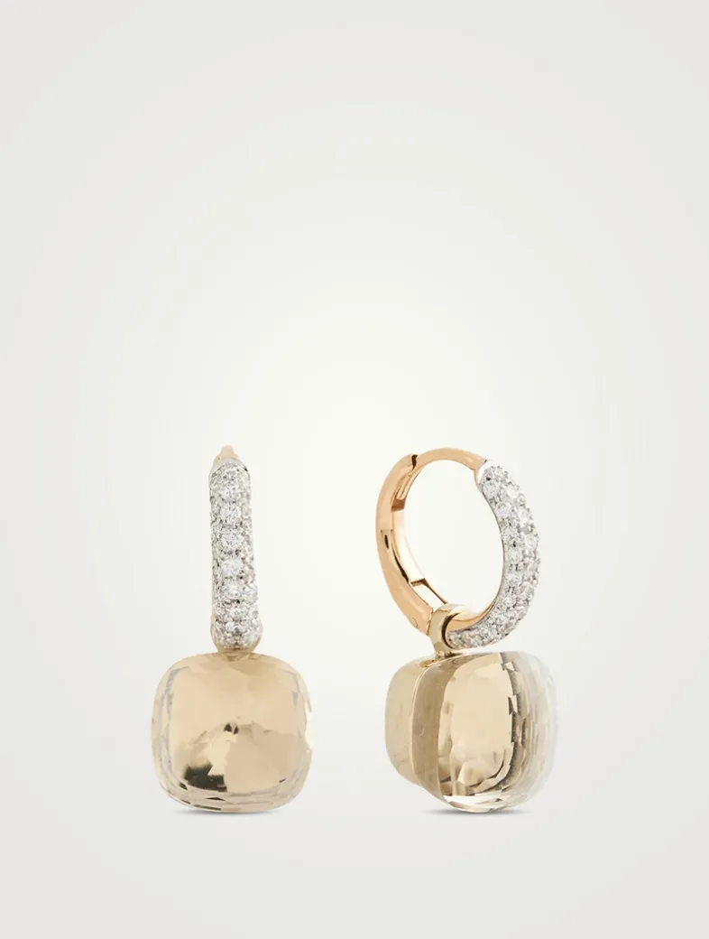 Nudo Earrings With White Topaz And Diamonds