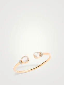 Nudo 18K Rose Gold Bangle Bracelet With White Topaz And Diamonds