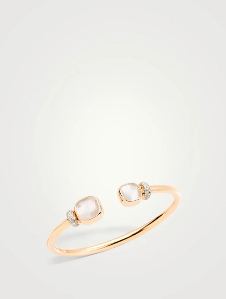 Nudo 18K Rose Gold Bangle Bracelet With White Topaz And Diamonds