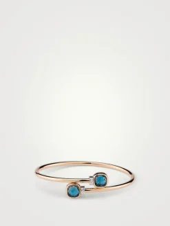 Nudo Mini 18K Rose Gold And White Gold Bangle Bracelet With London Blue Topaz And Diamonds
