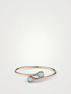 Nudo Mini 18K Rose Gold And White Gold Bangle Bracelet With Sky Blue Topaz And Diamonds
