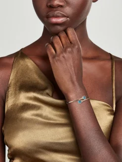 Nudo Mini 18K Rose Gold And White Gold Bangle Bracelet With Sky Blue Topaz And Diamonds