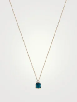 Nudo Mini 18K Rose Gold And White Gold Pendant Necklace With London Blue Topaz And Diamonds