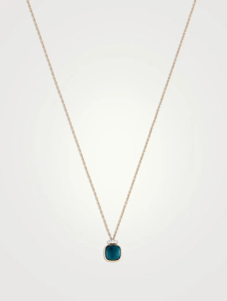 Nudo Mini 18K Rose Gold And White Gold Pendant Necklace With London Blue Topaz And Diamonds