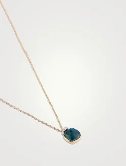 Nudo Mini 18K Rose Gold And White Gold Pendant Necklace With London Blue Topaz And Diamonds