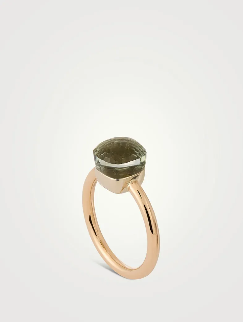 Nudo Petit 18K Rose And White Gold Ring With Prasiolite