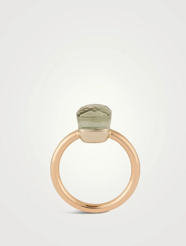 Nudo Petit 18K Rose And White Gold Ring With Prasiolite
