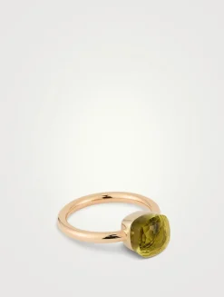 Nudo Petit 18K Rose And White Gold Ring With Lemon Quartz