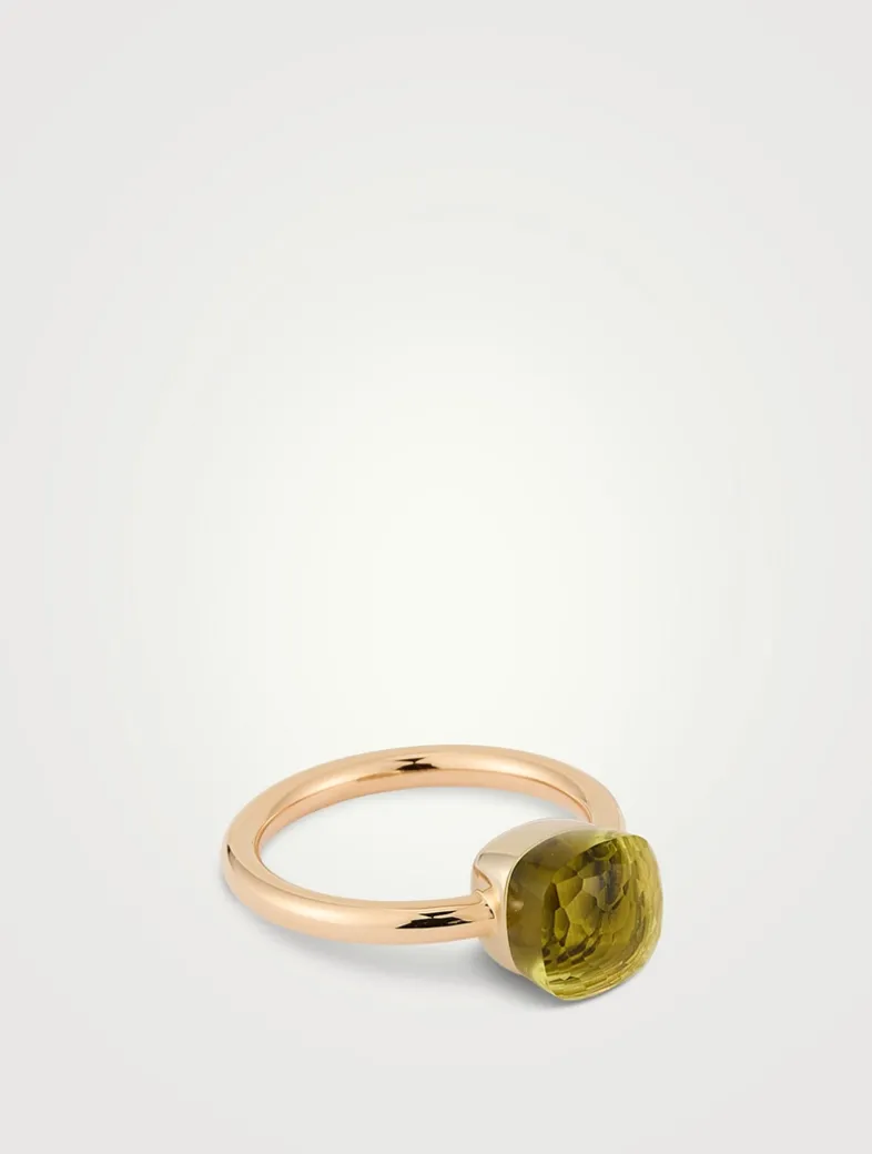 Nudo Petit 18K Rose And White Gold Ring With Lemon Quartz
