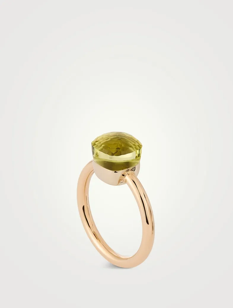 Nudo Petit 18K Rose And White Gold Ring With Lemon Quartz