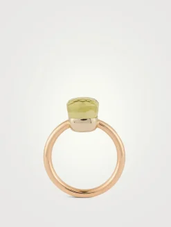 Nudo Petit 18K Rose And White Gold Ring With Lemon Quartz