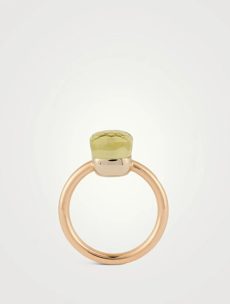 Nudo Petit 18K Rose And White Gold Ring With Lemon Quartz