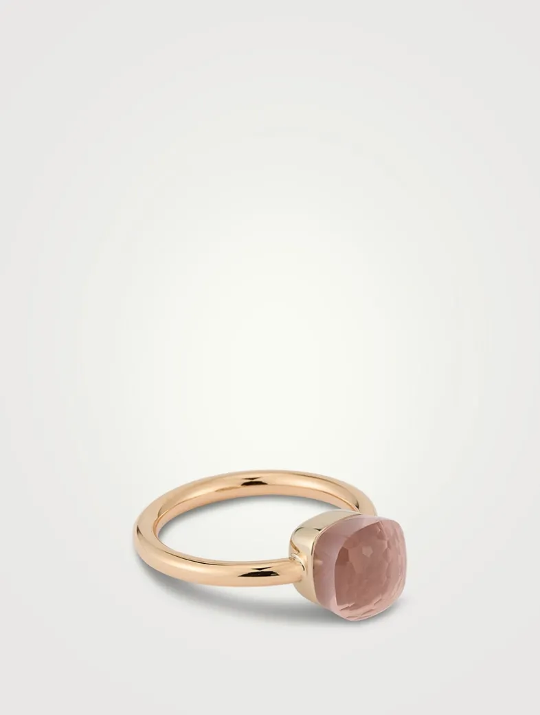 Nudo Petit 18K Rose And White Gold Ring With Rose Quartz