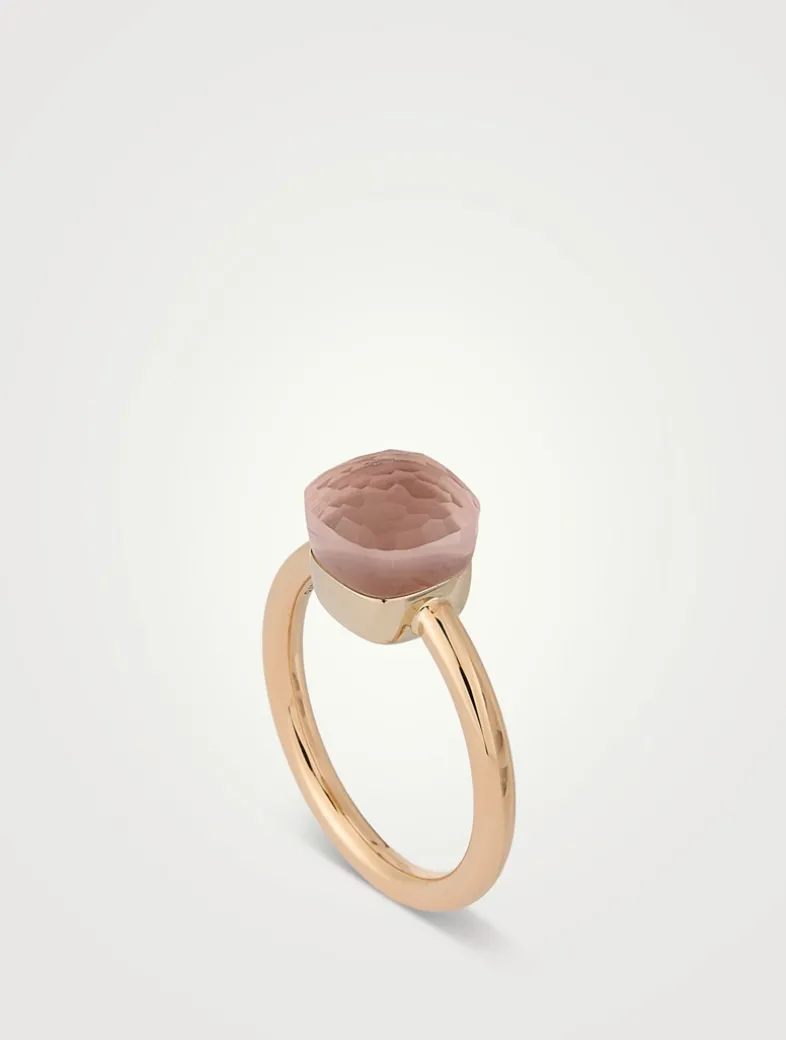 Nudo Petit 18K Rose And White Gold Ring With Rose Quartz