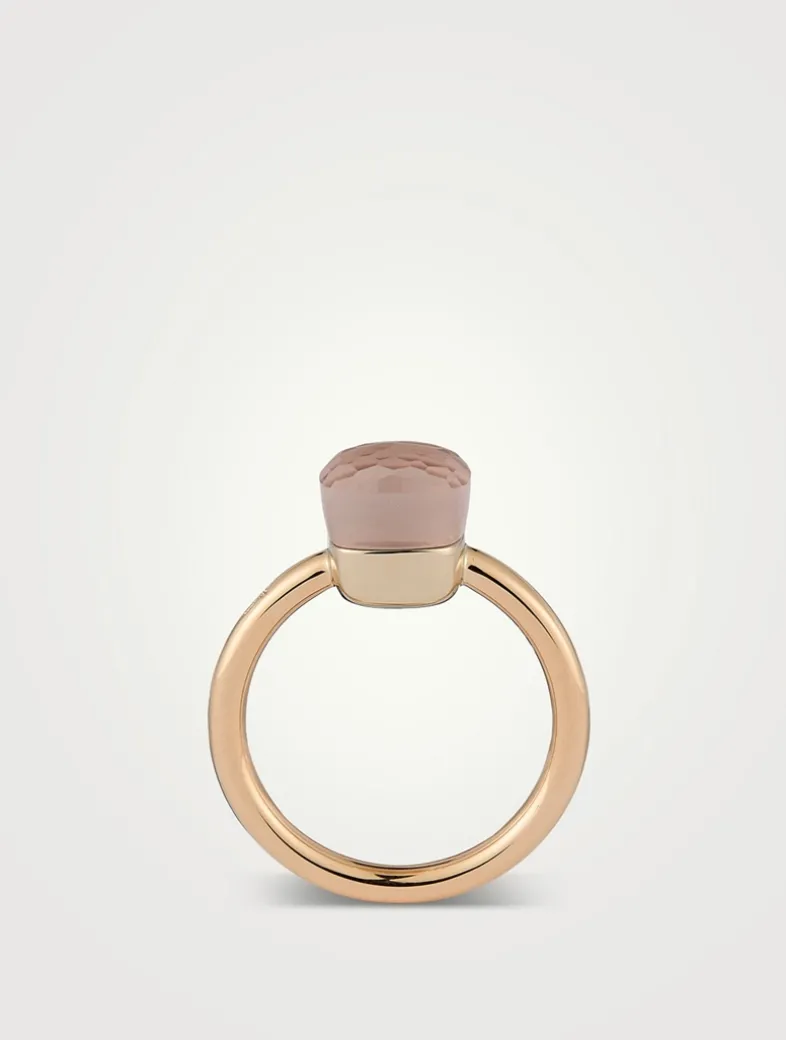 Nudo Petit 18K Rose And White Gold Ring With Rose Quartz