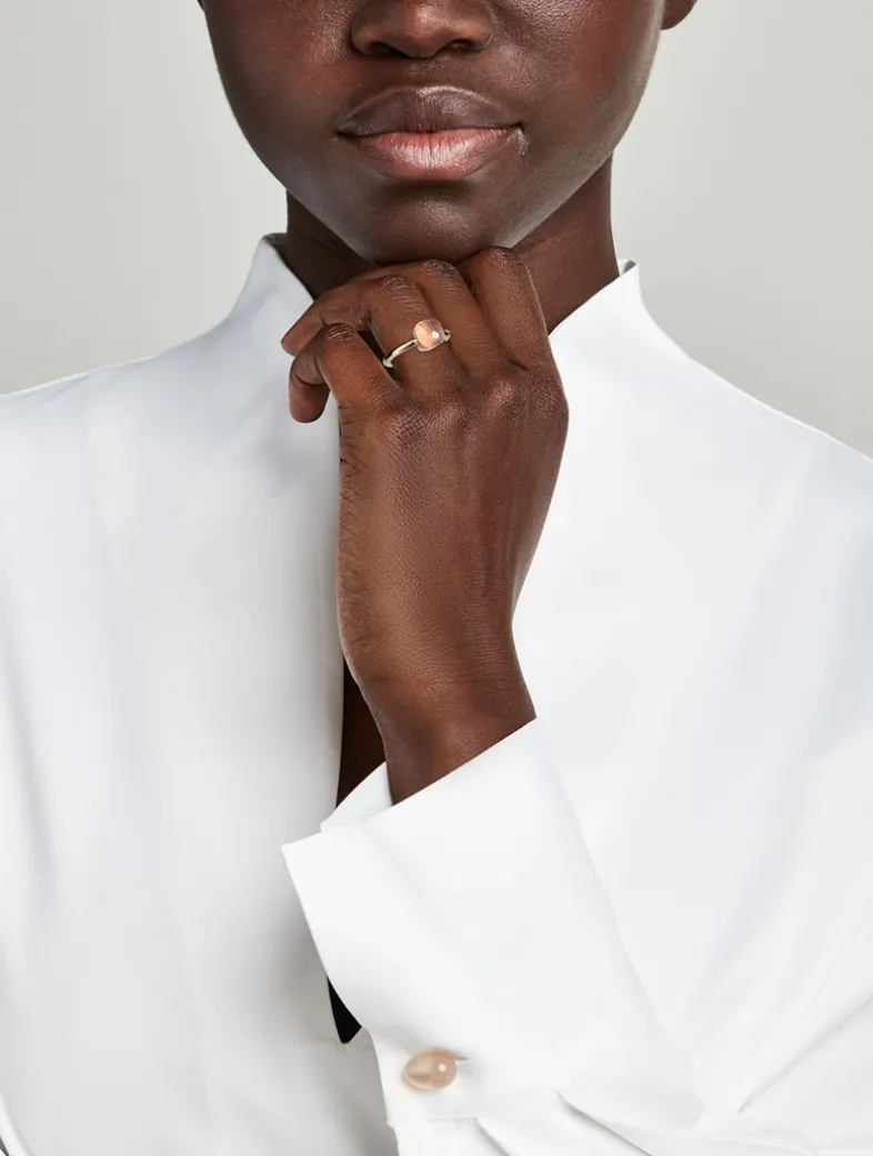 Nudo Petit 18K Rose And White Gold Ring With Rose Quartz