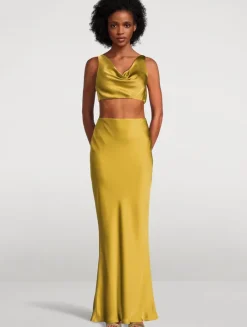 Obie Bias Satin Slip Skirt