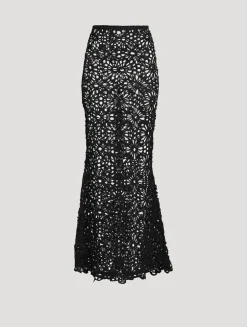 Obie Floral Crochet Bias Slip Skirt