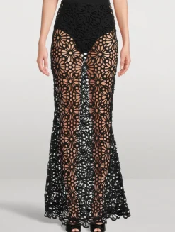 Obie Floral Crochet Bias Slip Skirt