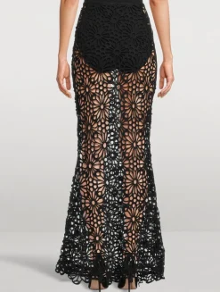 Obie Floral Crochet Bias Slip Skirt