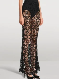 Obie Floral Crochet Bias Slip Skirt