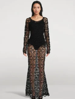 Obie Floral Crochet Bias Slip Skirt