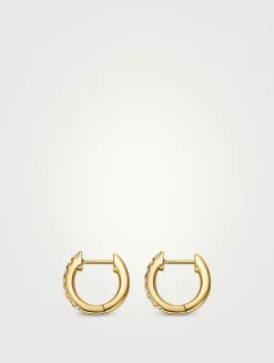 Odessa 18K Gold V Huggie Hoop Earrings With Diamonds