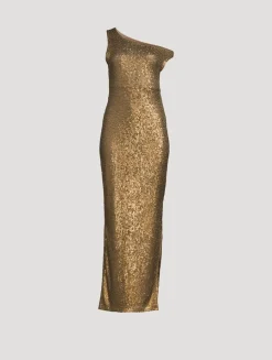 Off-The-Shoulder Metallic Gown