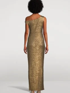 Off-The-Shoulder Metallic Gown