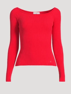 Off-The-Shoulder Rib-Knit Top