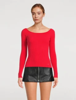 Off-The-Shoulder Rib-Knit Top