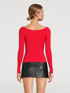 Off-The-Shoulder Rib-Knit Top