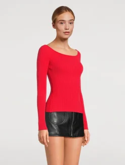Off-The-Shoulder Rib-Knit Top