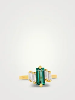 One Of A Kind 18K Gold Emerald And Diamond Ring