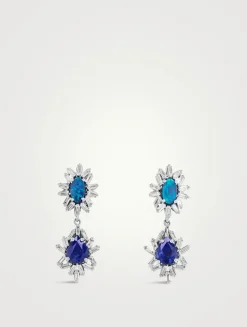 One Of A Kind 18K White Gold Sapphire Doublet Drop Earrings