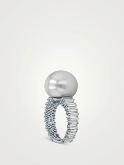 One Of A Kind 18K White Gold White Pearl Ring