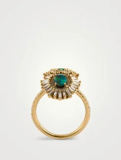 One-Of-A-Kind 18K Gold Opal And Emerald Ring With Diamonds