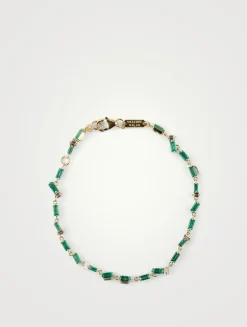 One-Of-A-Kind 18K Gold Tennis Bracelet With Emeralds