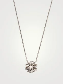 One-Of-A-Kind 14K White Gold Diamond Flower Pendant Necklace