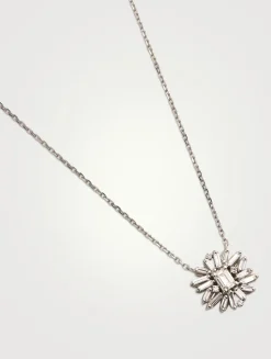 One-Of-A-Kind 14K White Gold Diamond Flower Pendant Necklace