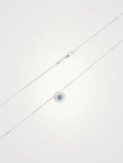 One-Of-A-Kind 18K White Gold Pendant Necklace With Blue Sapphire And Diamonds